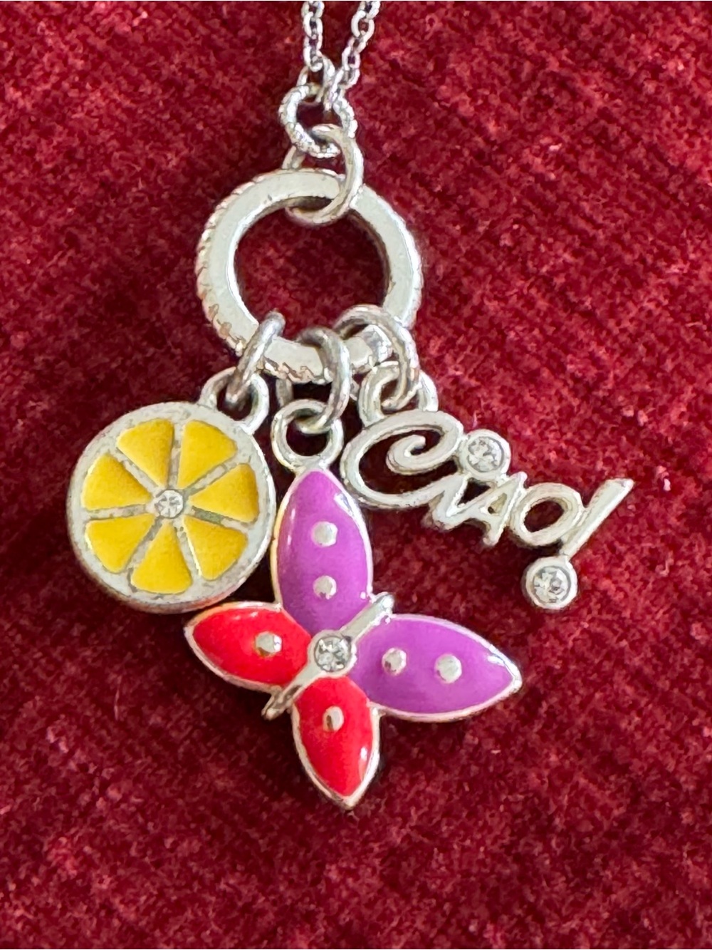 Brighton Bon Voyage Italy Necklace Butterfly Lemon Ciao Retired 16”-18”